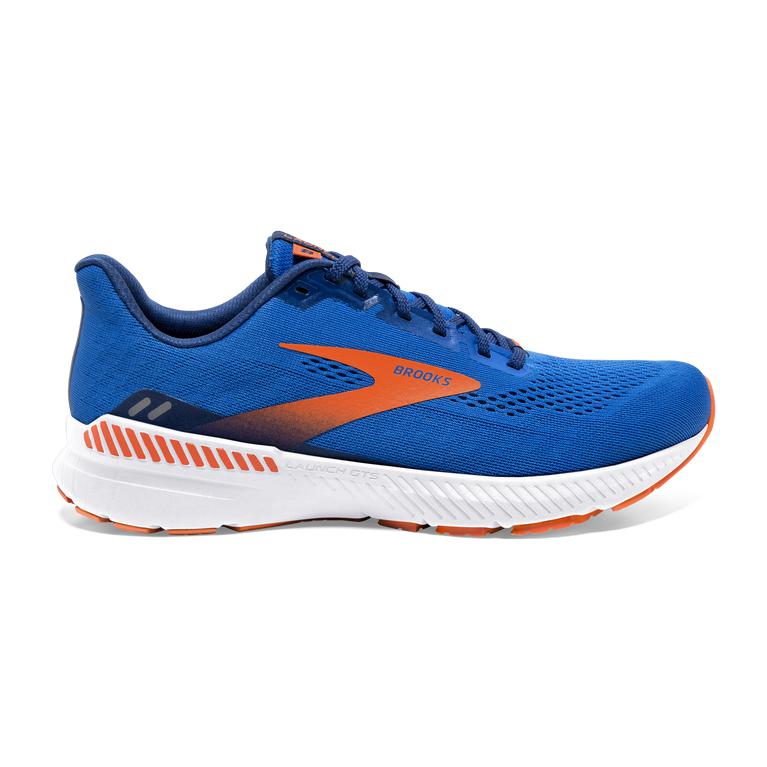 Brooks Launch GTS 8 Energy-Return Road Running Shoes - Men's - Blue/Orange/White (97421-MXZT)